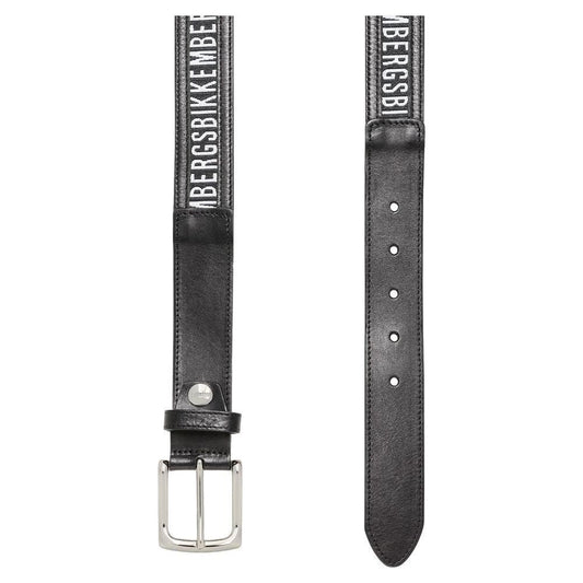 Bikkembergs Black Calfskin Men Belt Bikkembergs