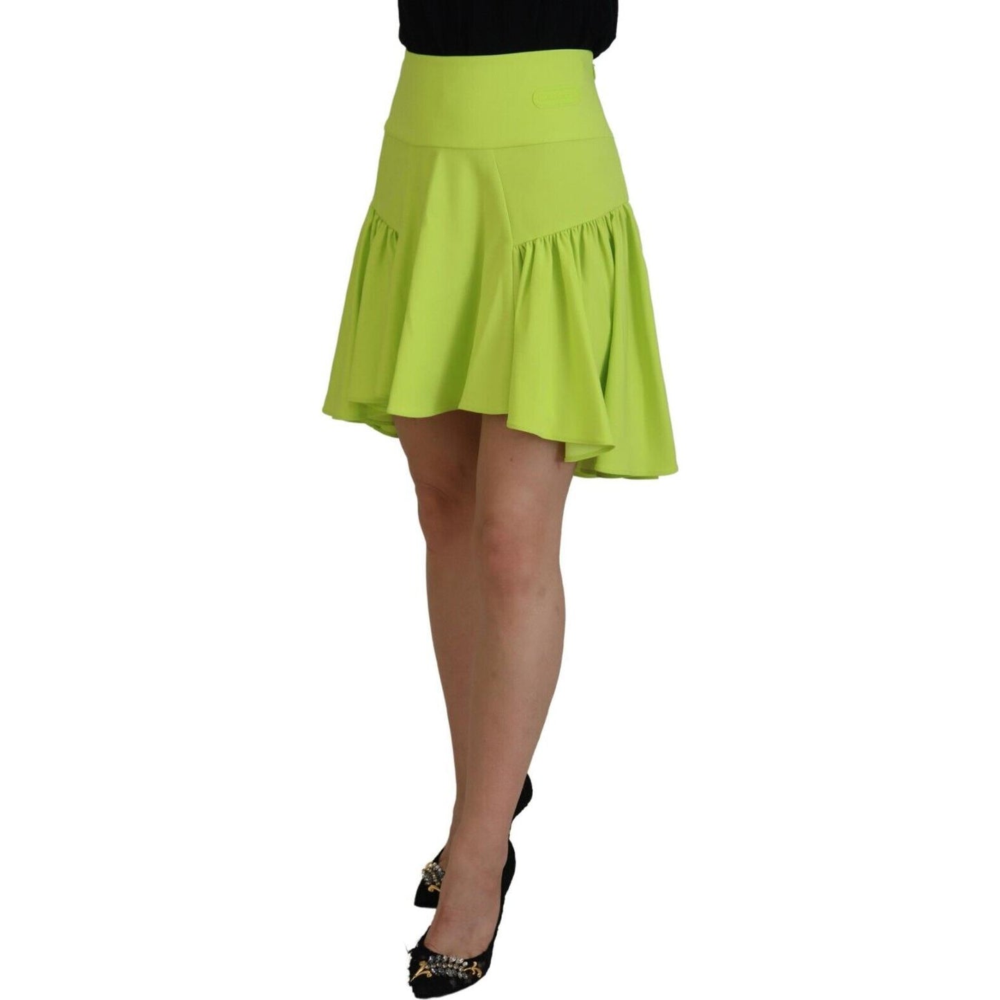 Dsquared² Green High Waist A-line Pleated Mini Women Skirt Dsquared² Yellow Green