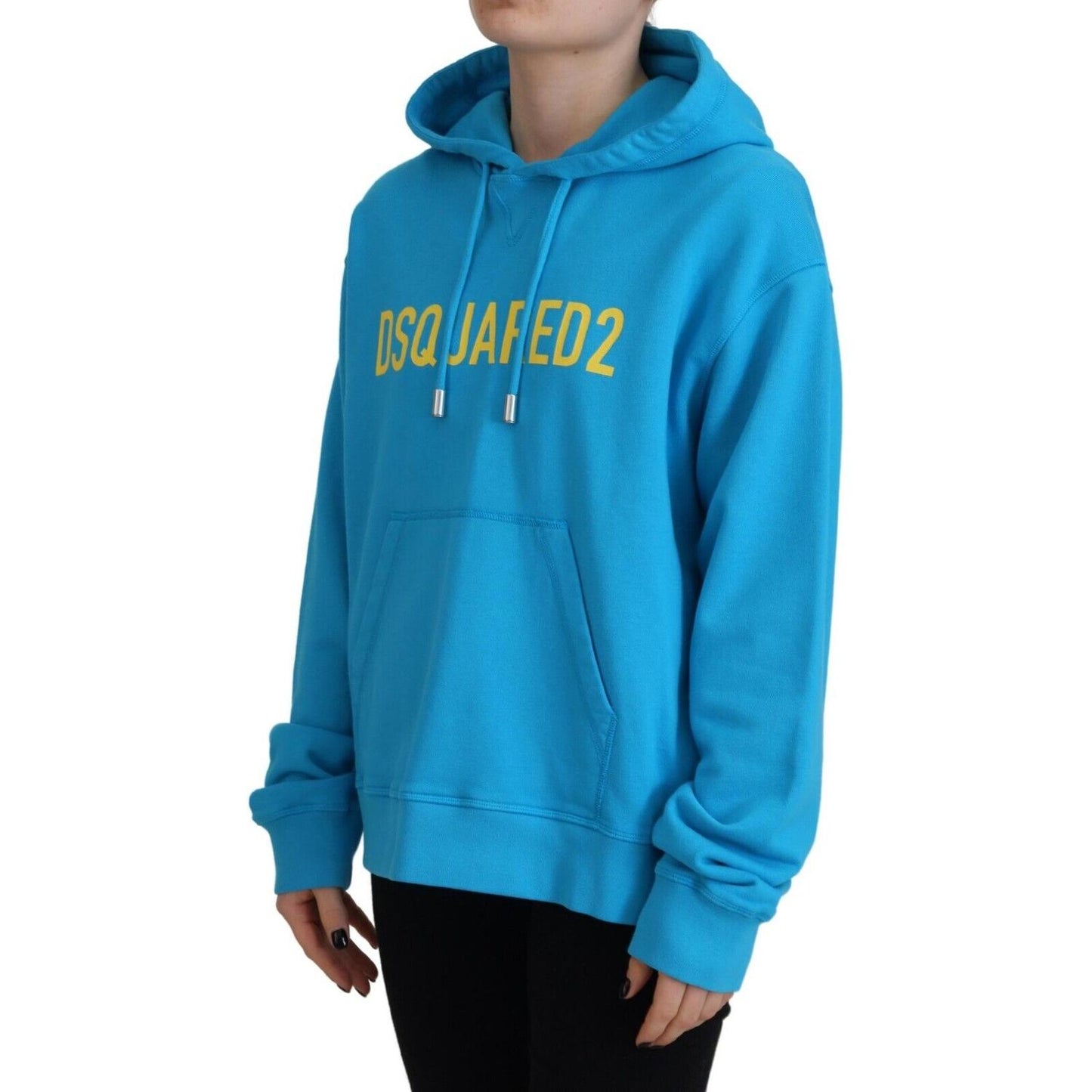 Dsquared² Blue Logo Print Cotton Hoodie Sweatshirt Sweater Dsquared²