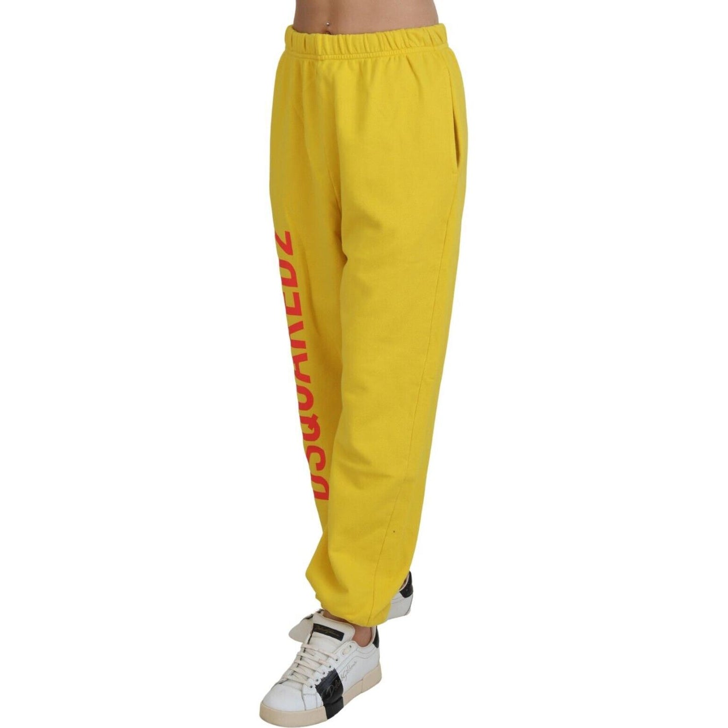 Dsquared² Yellow Mid Waist Logo Print Jogger Trouser Pants Dsquared²