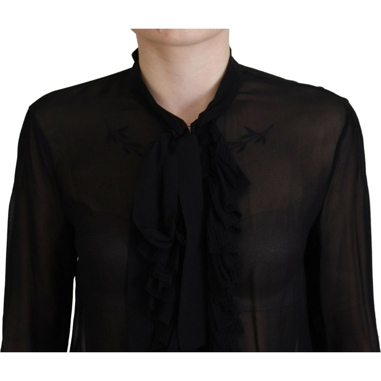 Dsquared² Black Viscose Long Sleeves See Through Blouse Top Dsquared²