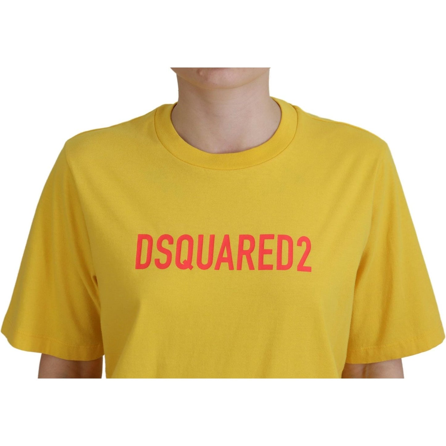 Dsquared² Yellow Logo Print Cotton Crewneck Easy Tee T-shirt Dsquared²