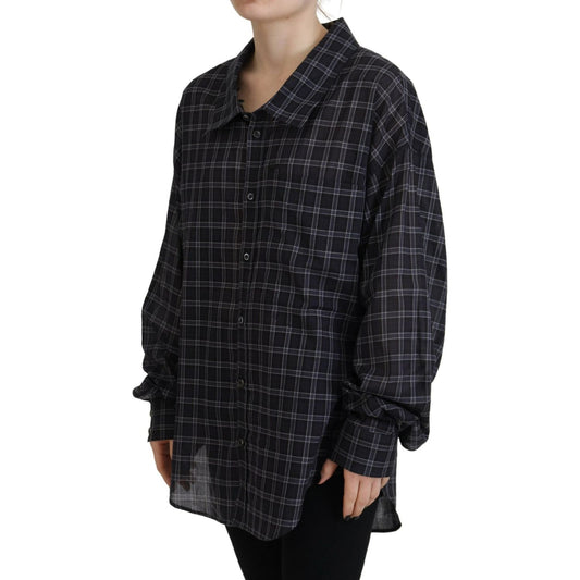 Dsquared² Black Checkered Collared Button Long Sleeves Shirt Dsquared²