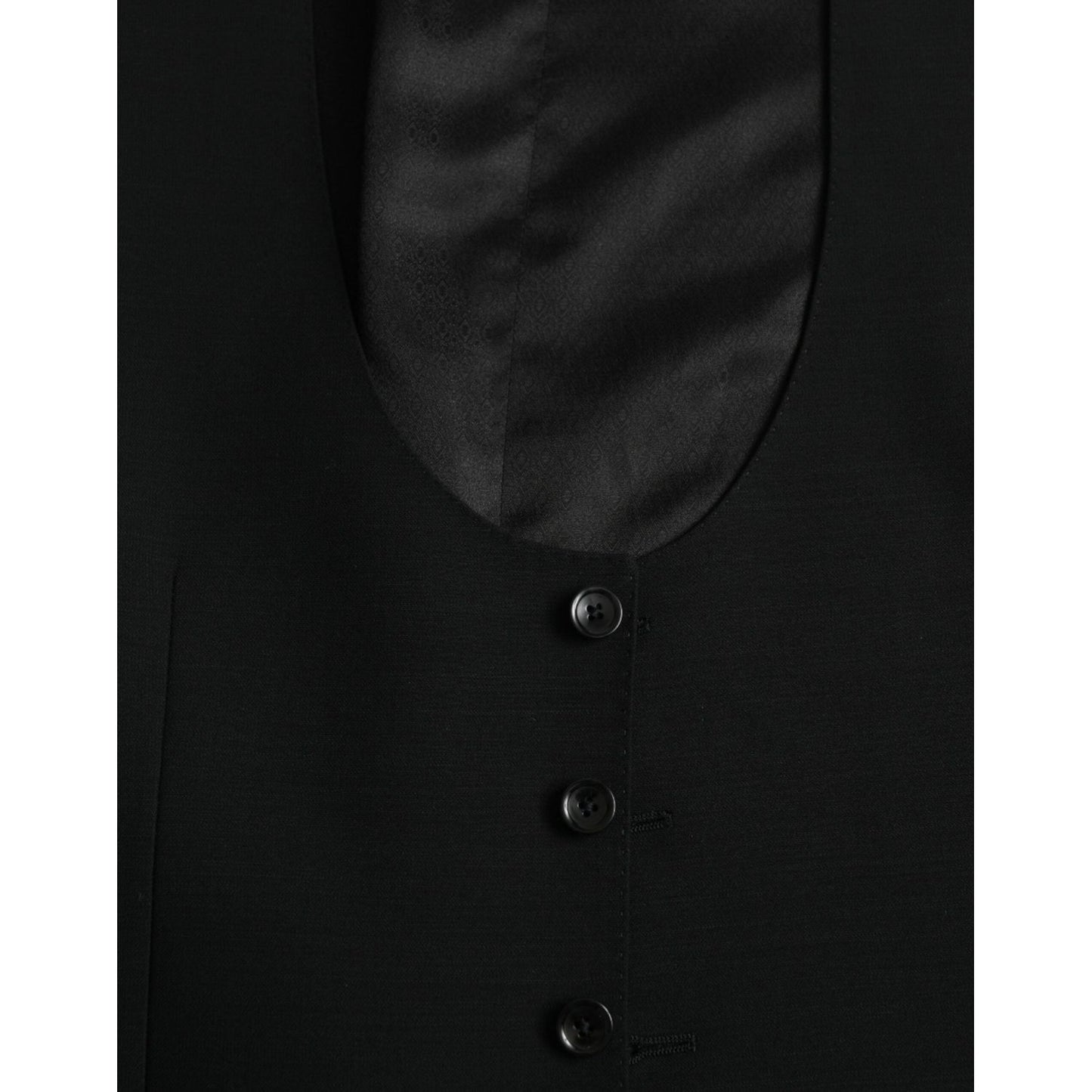 Dolce & Gabbana Black Wool Waistcoat Dress Formal Vest Dolce & Gabbana