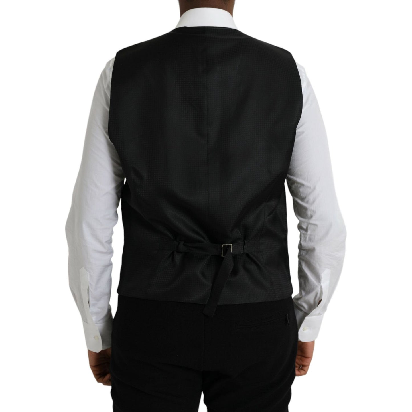 Dolce & Gabbana Black Wool Waistcoat Dress Formal Vest Dolce & Gabbana