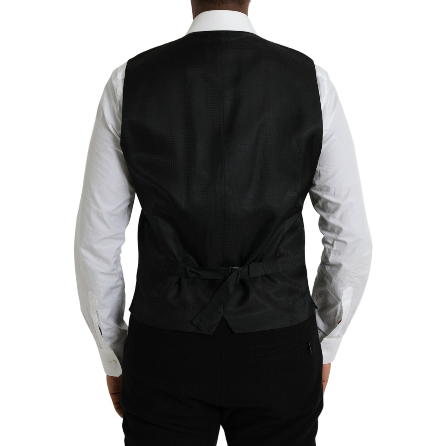 Dolce & Gabbana Black Wool Waistcoat Dress Formal Vest Dolce & Gabbana