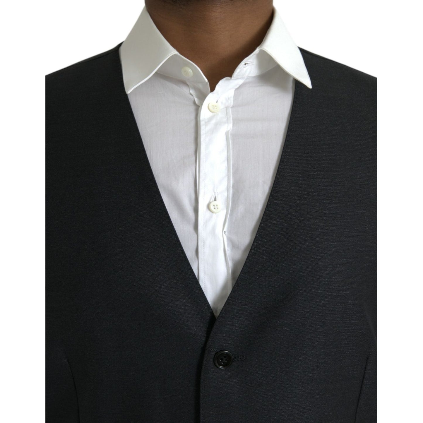 Dolce & Gabbana Black Wool Waistcoat Dress Formal Vest Dolce & Gabbana