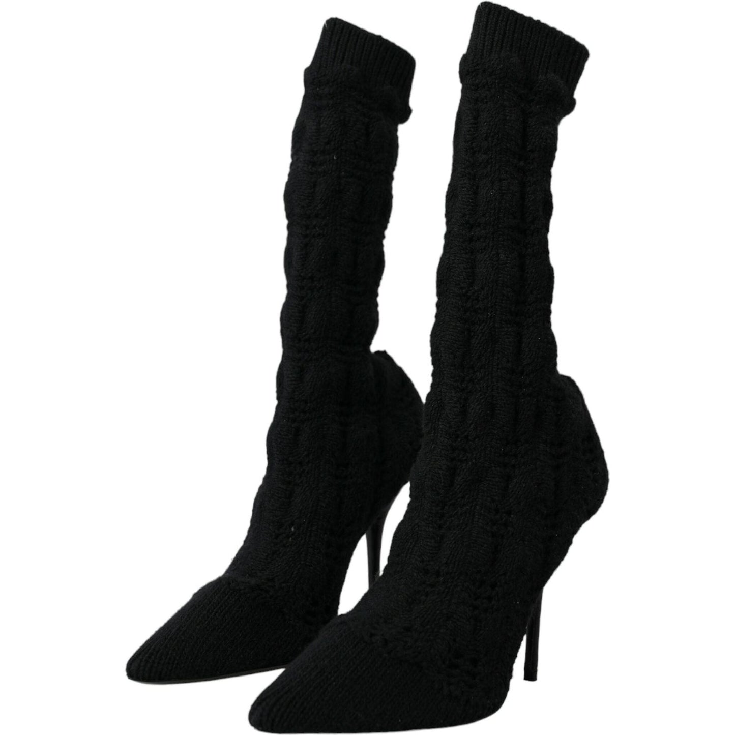 Dolce & Gabbana Black Stiletto Heels Mid Calf Boots Shoes Dolce & Gabbana