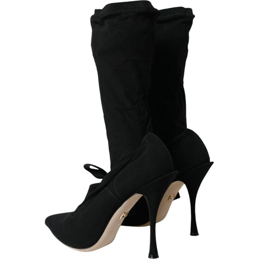 Dolce & Gabbana Black Stiletto Heels Mid Calf Boots Shoes Dolce & Gabbana