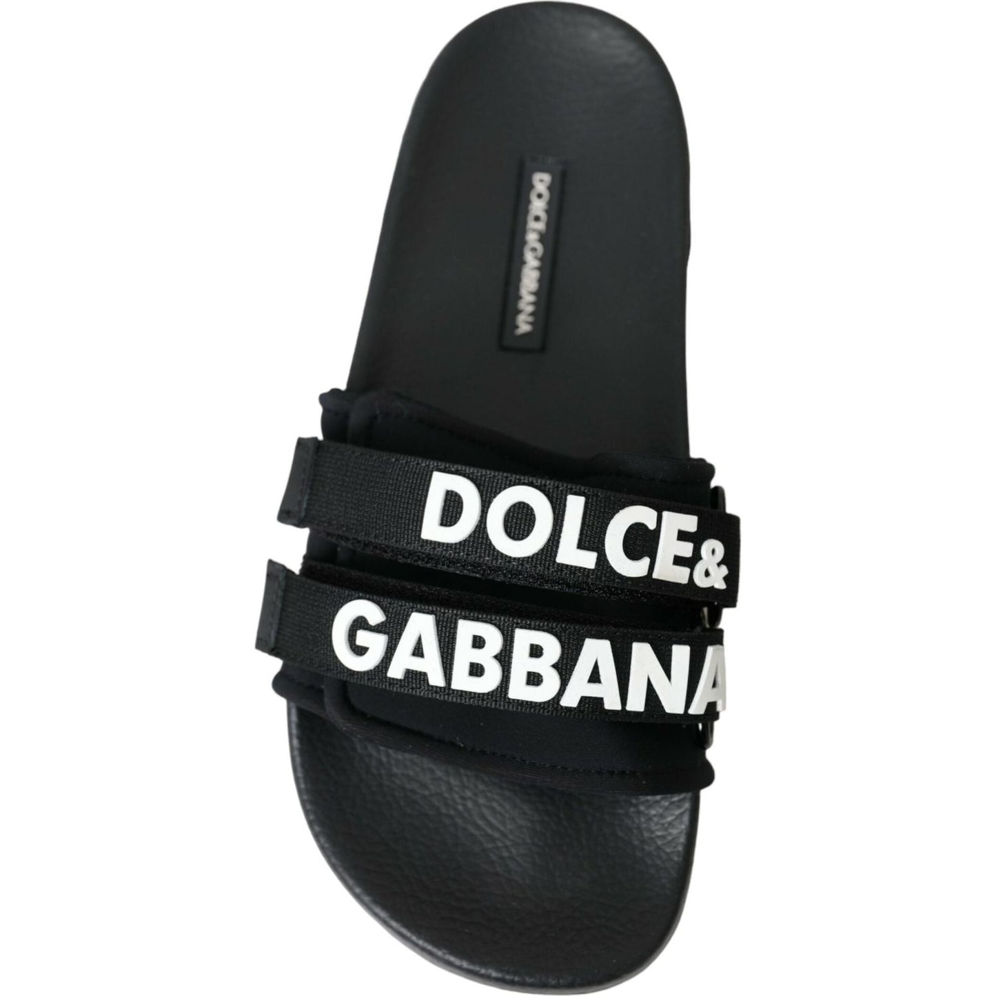 Dolce & Gabbana Black Neoprene Slides Flats Beachwear Shoes Dolce & Gabbana