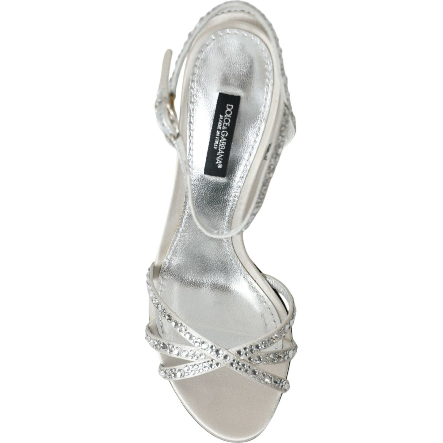 Dolce & Gabbana Silver Viscose Crystal Heels Sandals Shoes Dolce & Gabbana