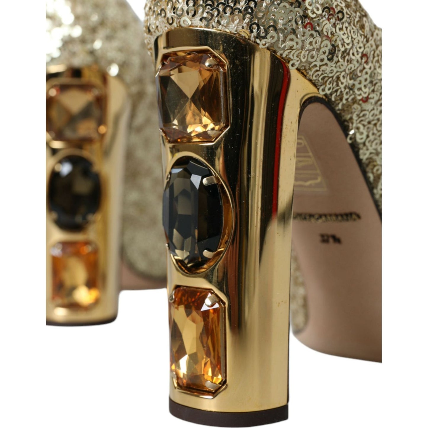 Dolce & Gabbana Gold Sequin Crystal Heels Pumps Shoes Dolce & Gabbana