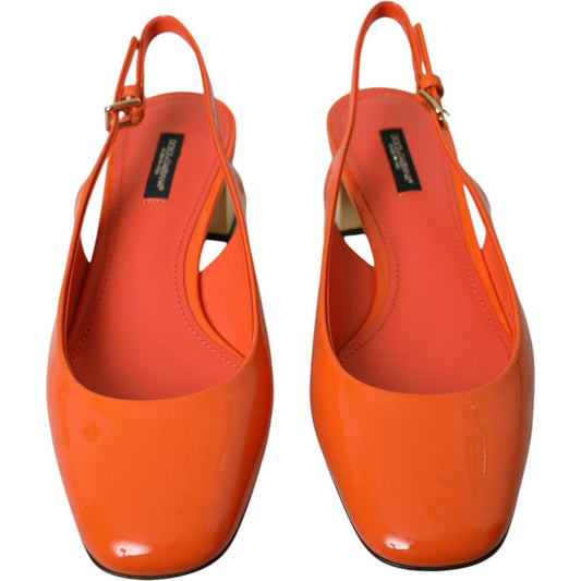 Dolce & Gabbana Orange Embellished Leather Slingback Shoes Dolce & Gabbana