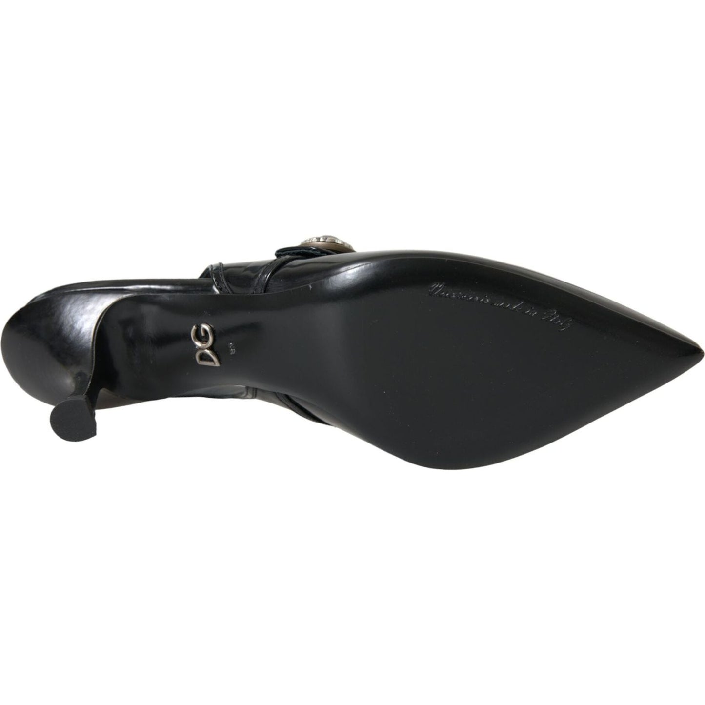 Dolce & Gabbana Black Leather Embellished Slingbacks Shoes Dolce & Gabbana