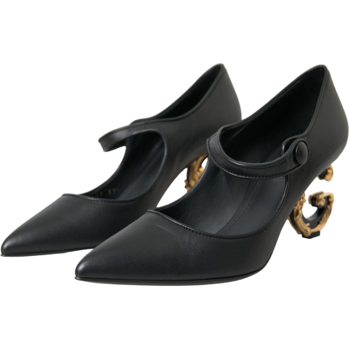 Dolce & Gabbana Black Leather Logo Heels Mary Janes Pumps Shoes Dolce & Gabbana