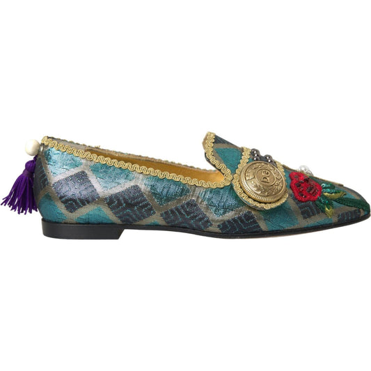 Dolce & Gabbana Multicolor Jacquard Embellished Loafers Shoes Dolce & Gabbana