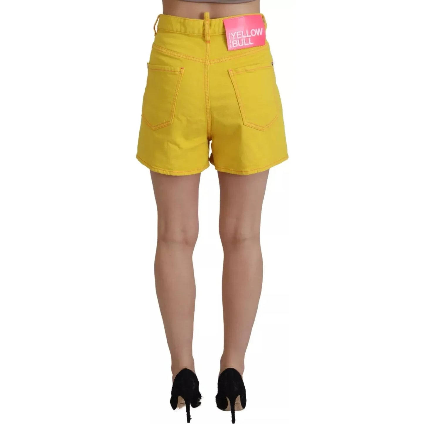 Dsquared² Yellow Cotton High Waist Baggy Women Hotpants Shorts Dsquared² Dark Khaki
