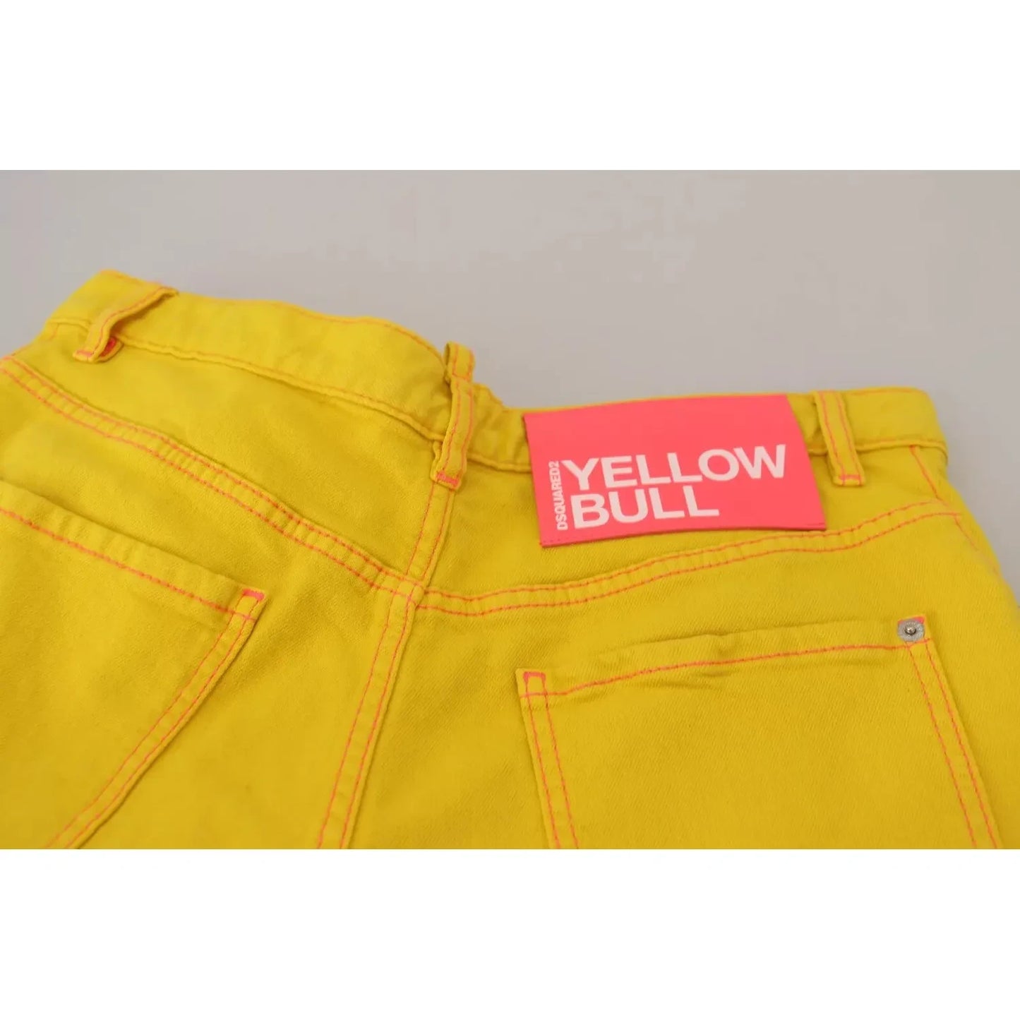 Dsquared² Yellow Cotton High Waist Baggy Women Hotpants Shorts Dsquared² Gray