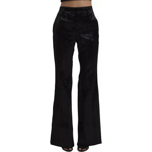 Dsquared² Black Viscose Super Flare High Waist Pants Dsquared²