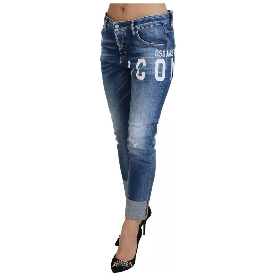 Dsquared² Blue Icon Low Waist Cropped Cool Girl Denim Jeans Dsquared²