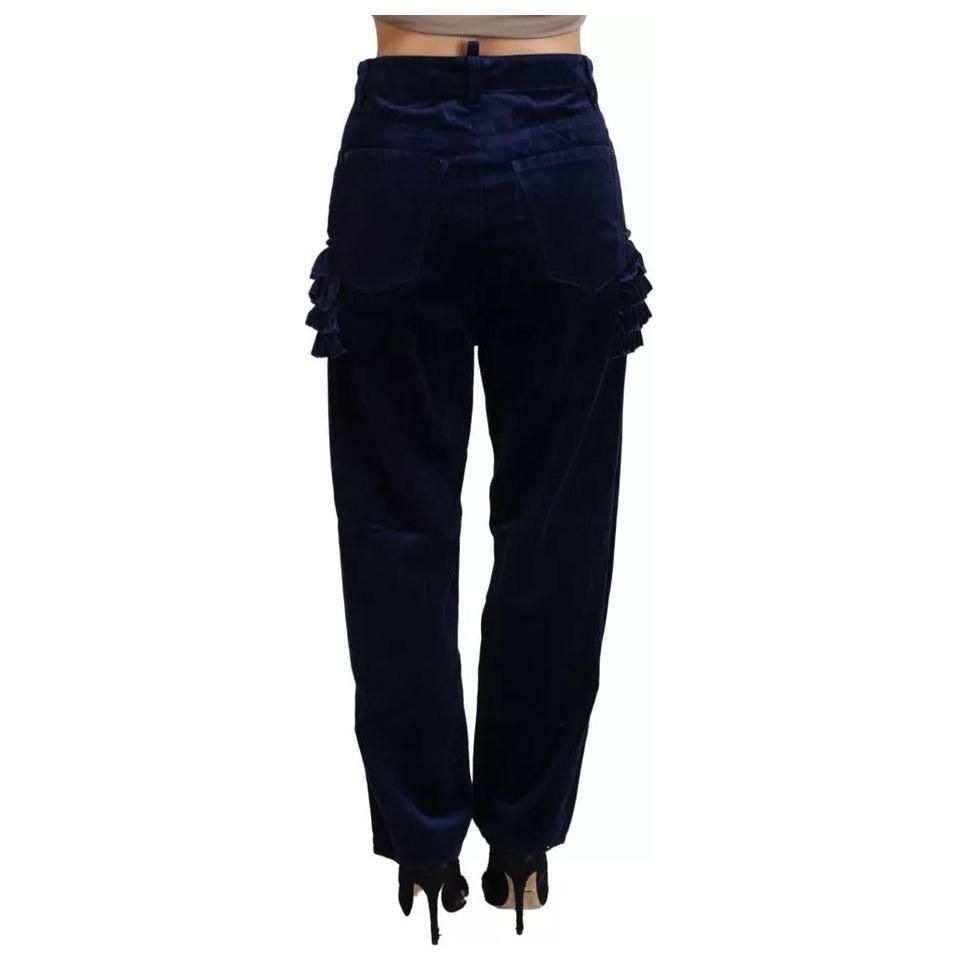 Dsquared² Blue Ruffles HighWaist Cotton Denim Boston Fit Pants Dsquared² Black