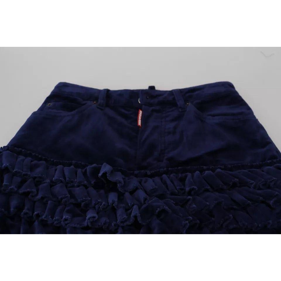 Dsquared² Blue Ruffles HighWaist Cotton Denim Boston Fit Pants Dsquared² Gray