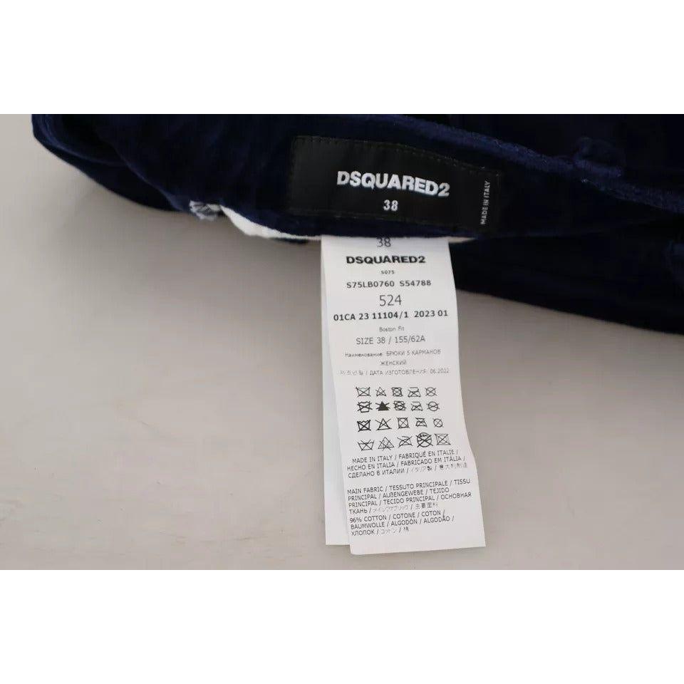 Dsquared² Blue Ruffles HighWaist Cotton Denim Boston Fit Pants Dsquared² Dark Gray