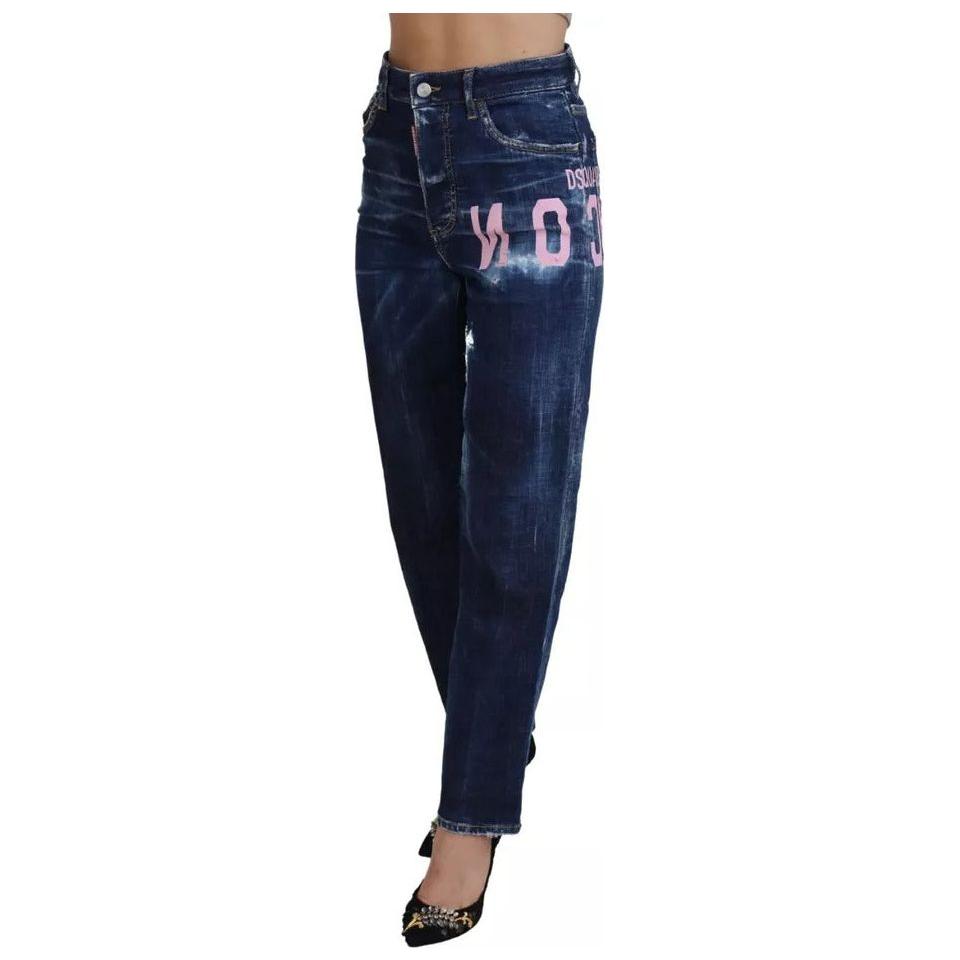 Dsquared² Blue Icon High Waist Straight Denim Boston Jeans Dsquared²