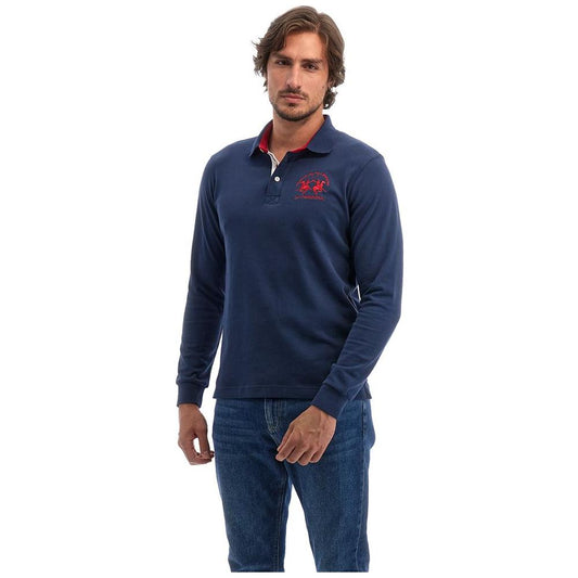 La Martina Blue Cotton Polo Shirt La Martina