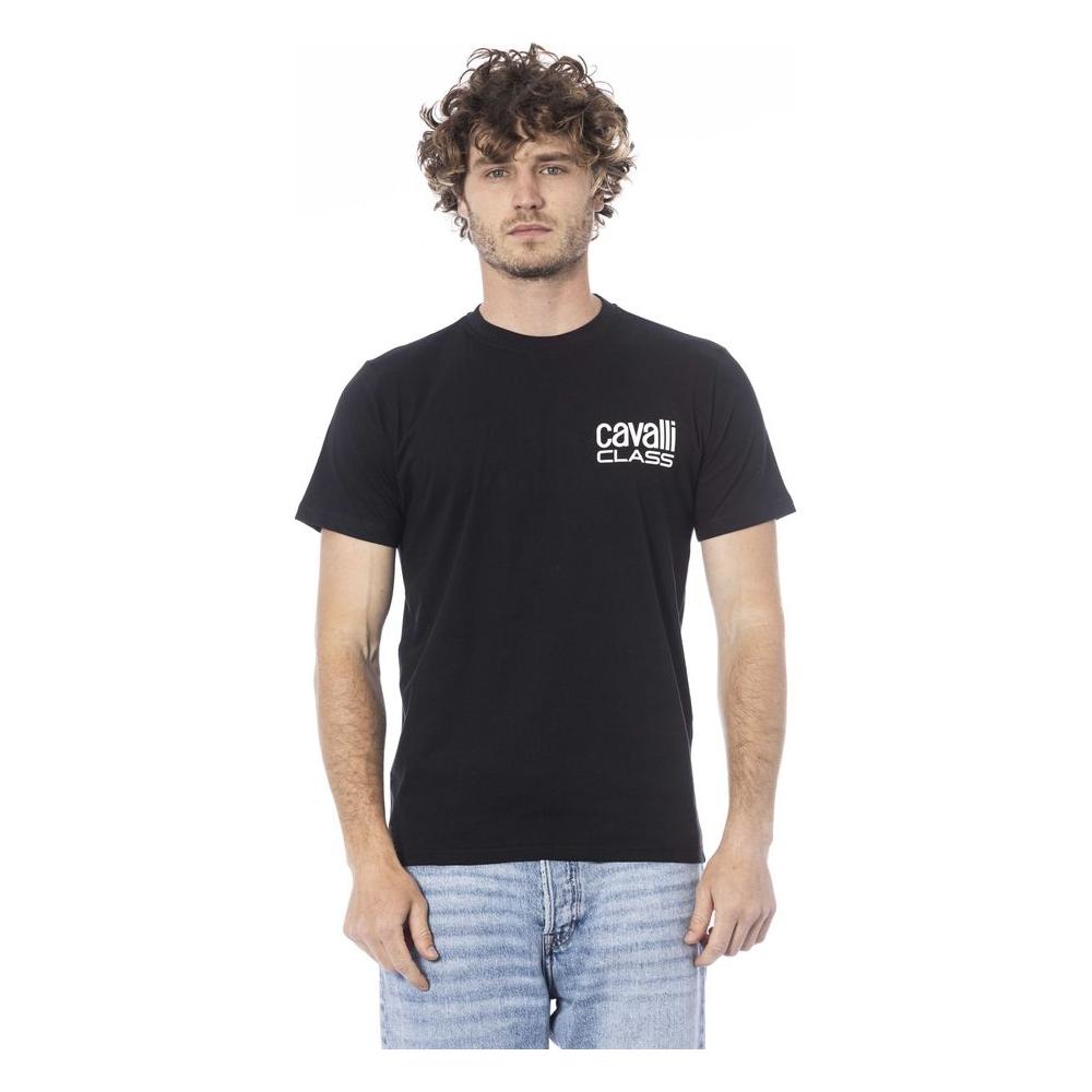 Cavalli Class Black Cotton Men T-Shirt Cavalli Class