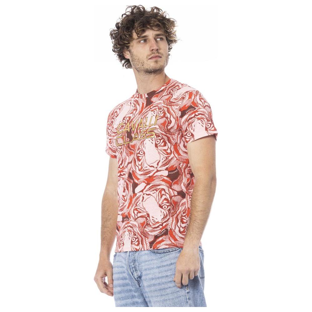 Cavalli Class Red Cotton Men T-Shirt Cavalli Class