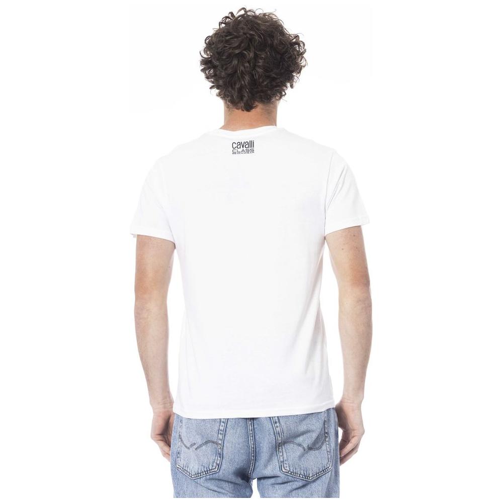 Cavalli Class White Cotton Men T-Shirt Cavalli Class