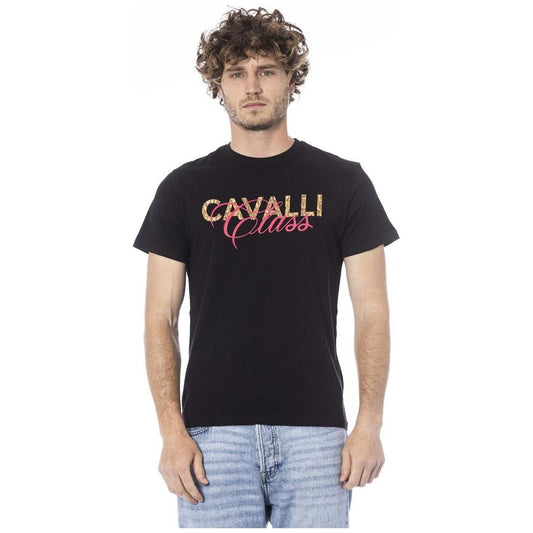 Cavalli Class Black Cotton Men T-Shirt Cavalli Class