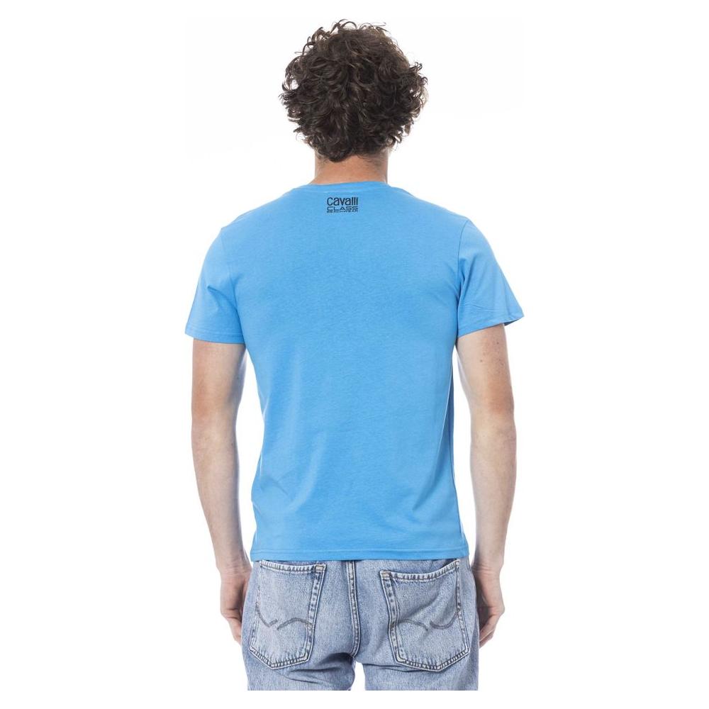 Cavalli Class Light Blue Cotton Men T-Shirt Cavalli Class