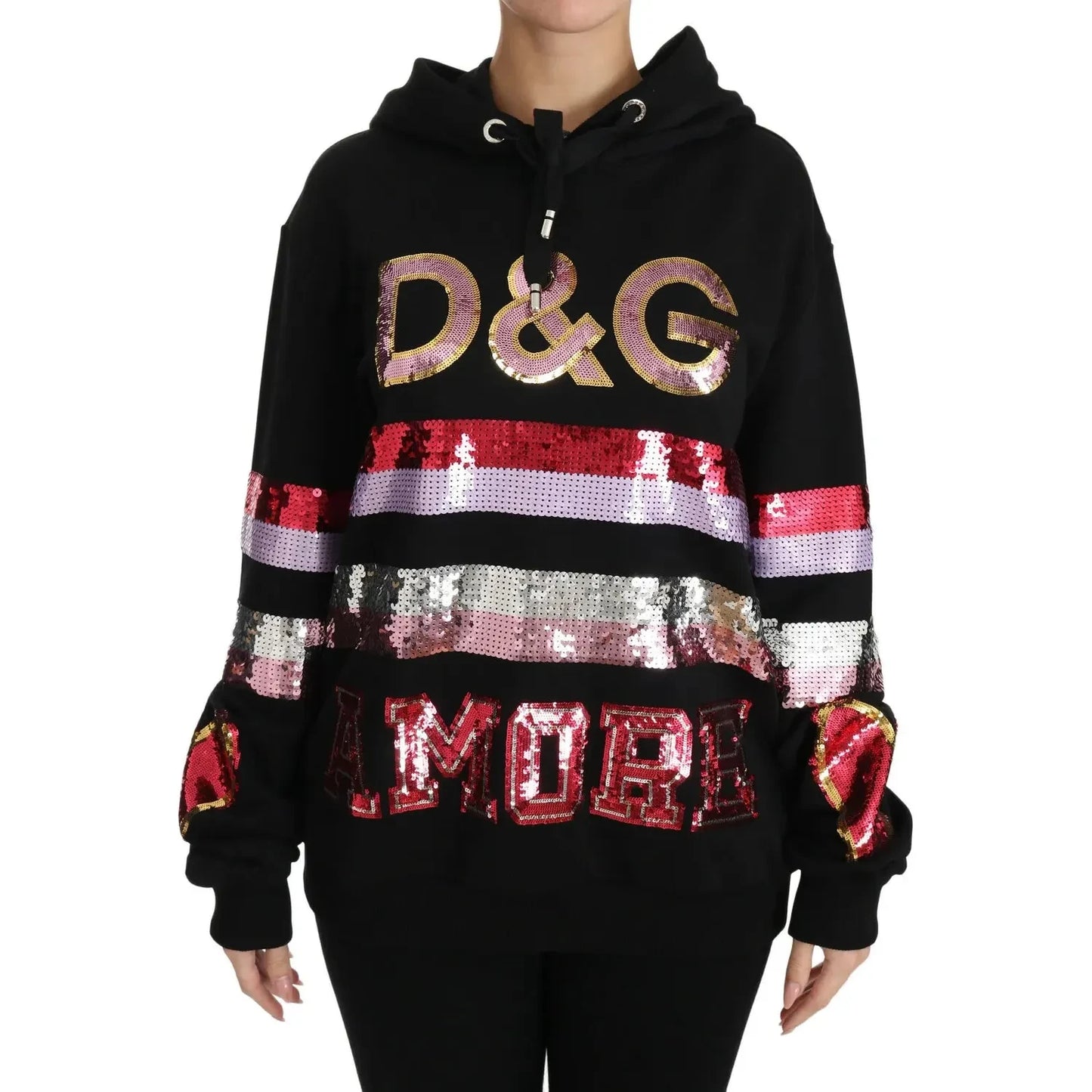 Dolce & Gabbana DG Sequined Hooded Pullover Sweater