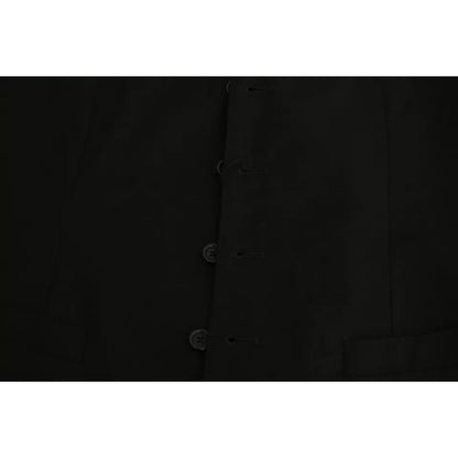 Dolce & Gabbana Black Wool Stretch Waistcoat Formal Dress Vest