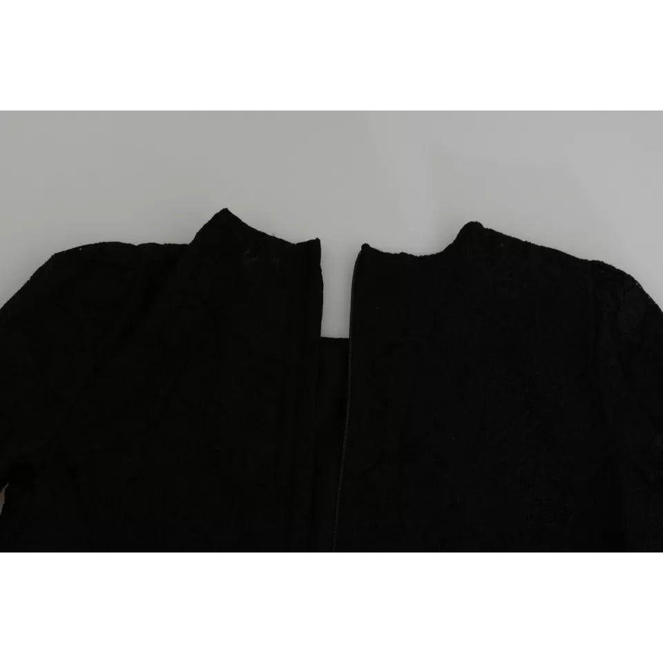 Dolce & Gabbana Black Lace Long Sleeves Blouse STAFF Top