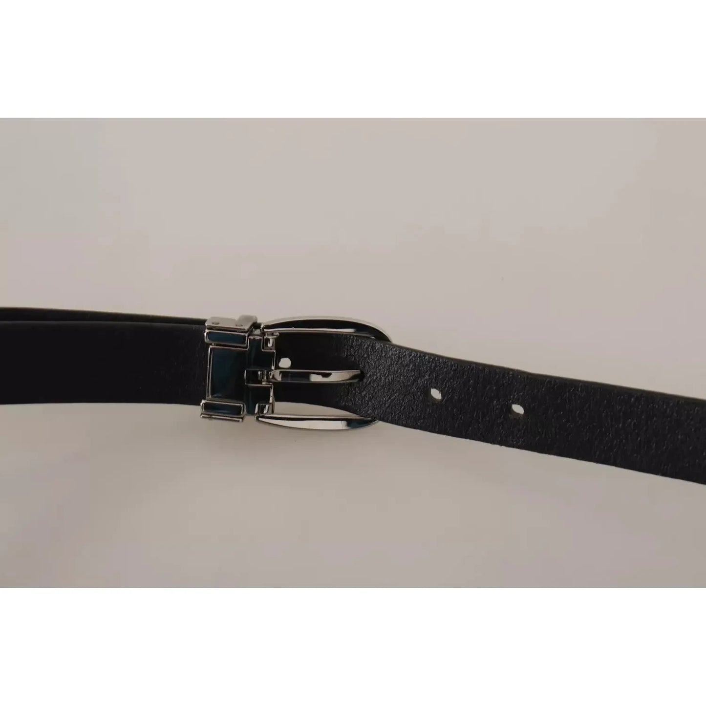 Dolce & Gabbana Black Classic Leather Silver Tone Metal Buckle Belt Dolce & Gabbana