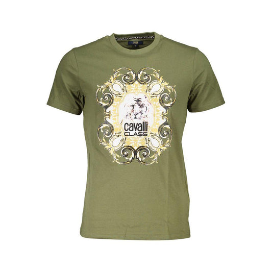 Cavalli Class Green Cotton T-Shirt Cavalli Class