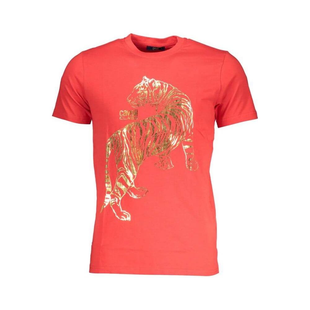 Cavalli Class Red Cotton T-Shirt Cavalli Class