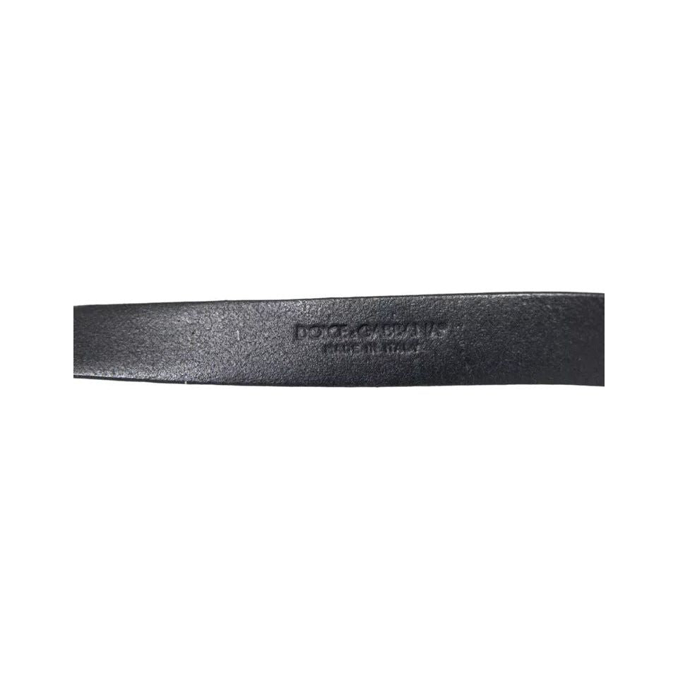 Dolce & Gabbana Black Leather Silver Metal Buckle Men Belt Dolce & Gabbana