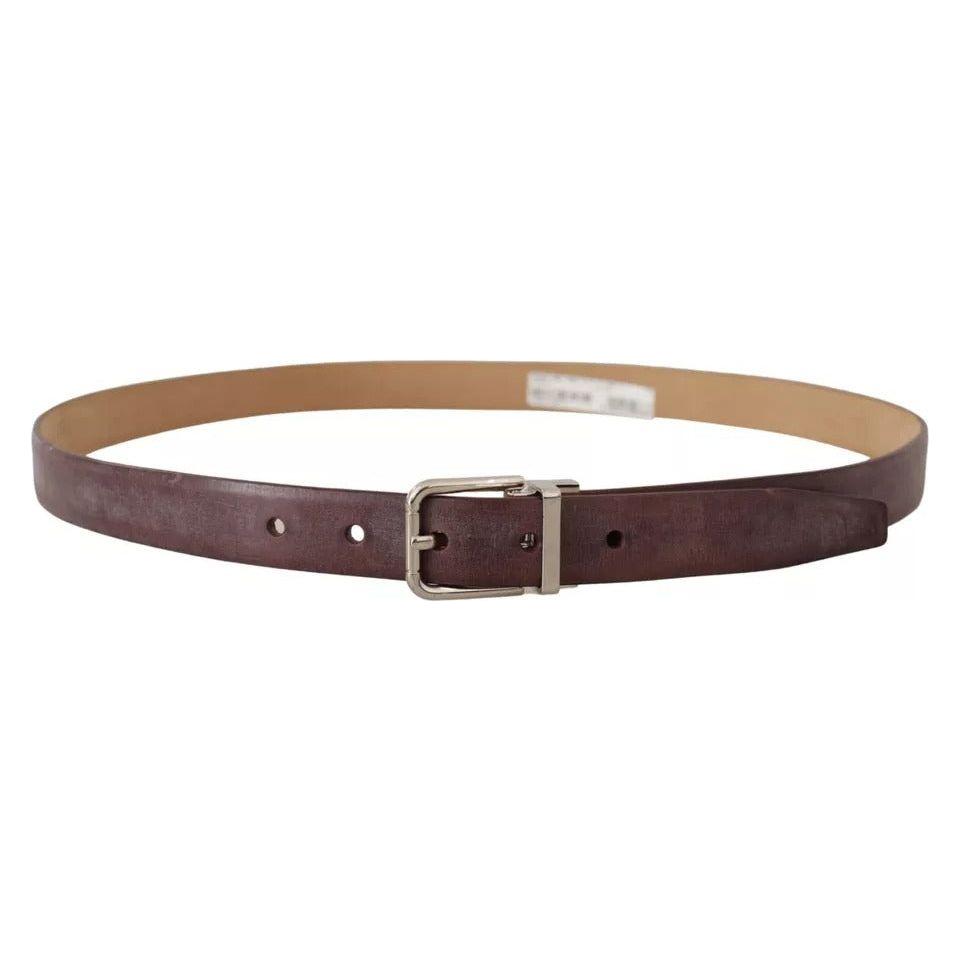 Dolce & Gabbana Brown Classic Leather Silver Logo Metal Buckle Belt Dolce & Gabbana