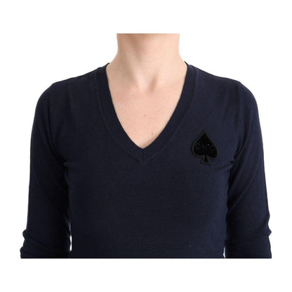 Costume National Blue V-neck Viscose Sweater