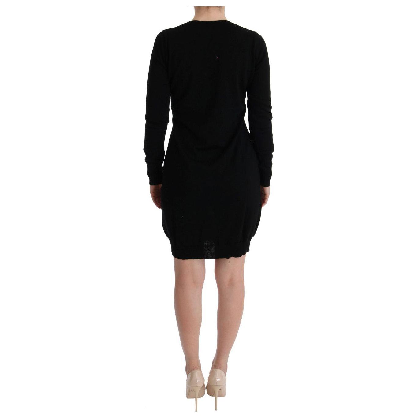 MARGHI LO' Elegant Black Wool Shift Dress MARGHI LO'