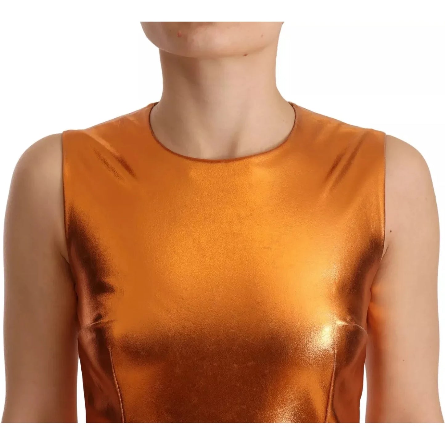 Dolce & Gabbana Metallic Orange Sleeveless Sheath Dress Dolce & Gabbana