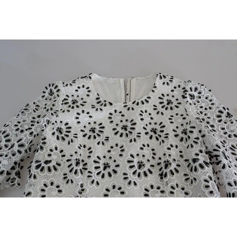 Dolce & Gabbana White Cutout Design Polyester A-line Midi Dress