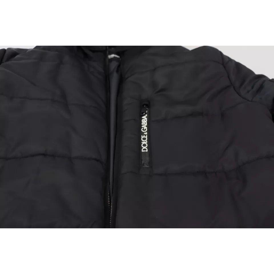 Dolce & Gabbana Black Nylon Hooded Parka Coat Winter Jacket Dolce & Gabbana