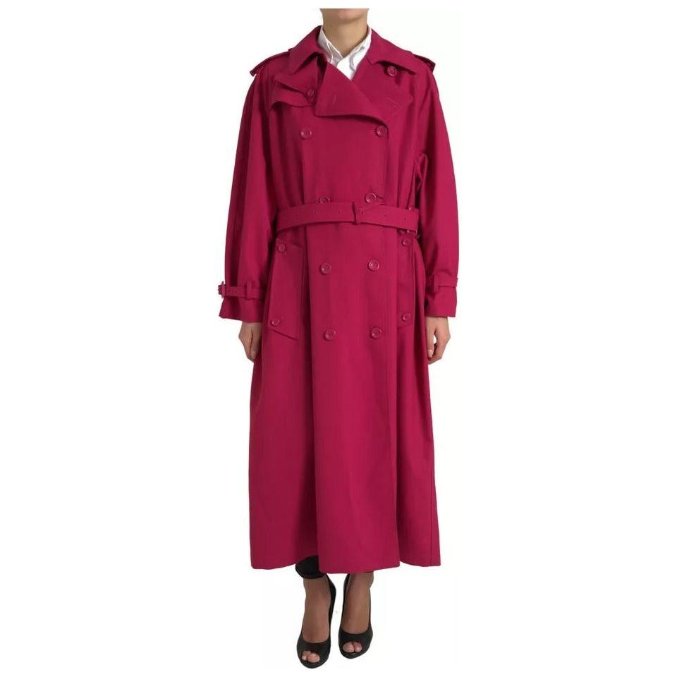 Dolce & Gabbana Dark Pink Double Breasted Trench Coat Jacket Dolce & Gabbana