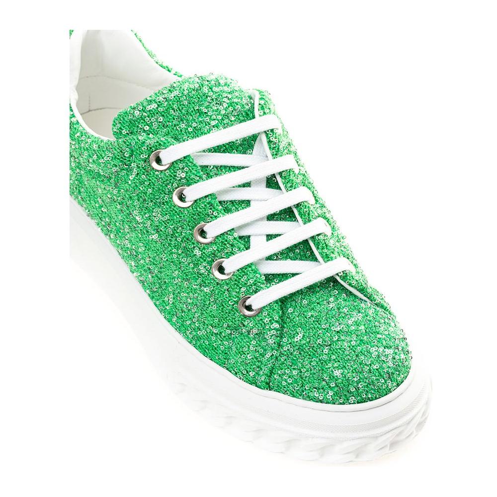 Casadei Emerald Elegance Leather Sneakers Casadei