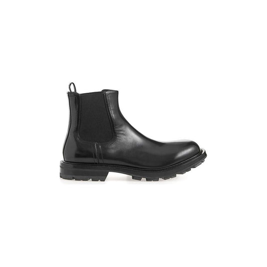 Alexander McQueen Sleek Black Leather Boots for Men Alexander McQueen